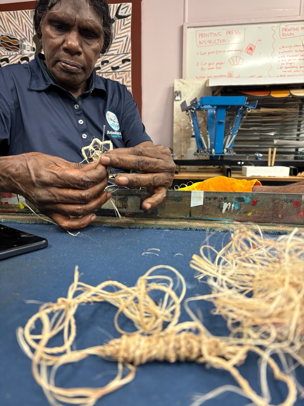 Mangkurrkwa (pandanus) & Banana Fibre Earrings by Annabelle Dingmalmurrangkama Amagula