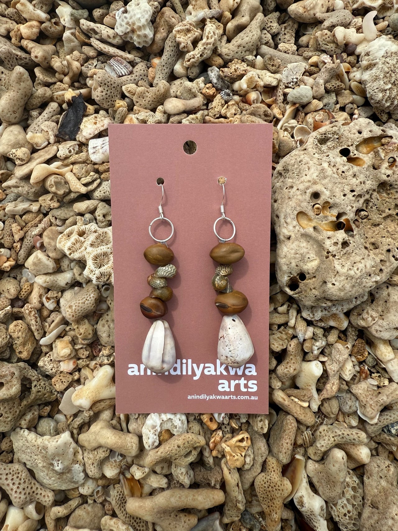 Seashell & Seed Earrings by Natalie Yantarrnga