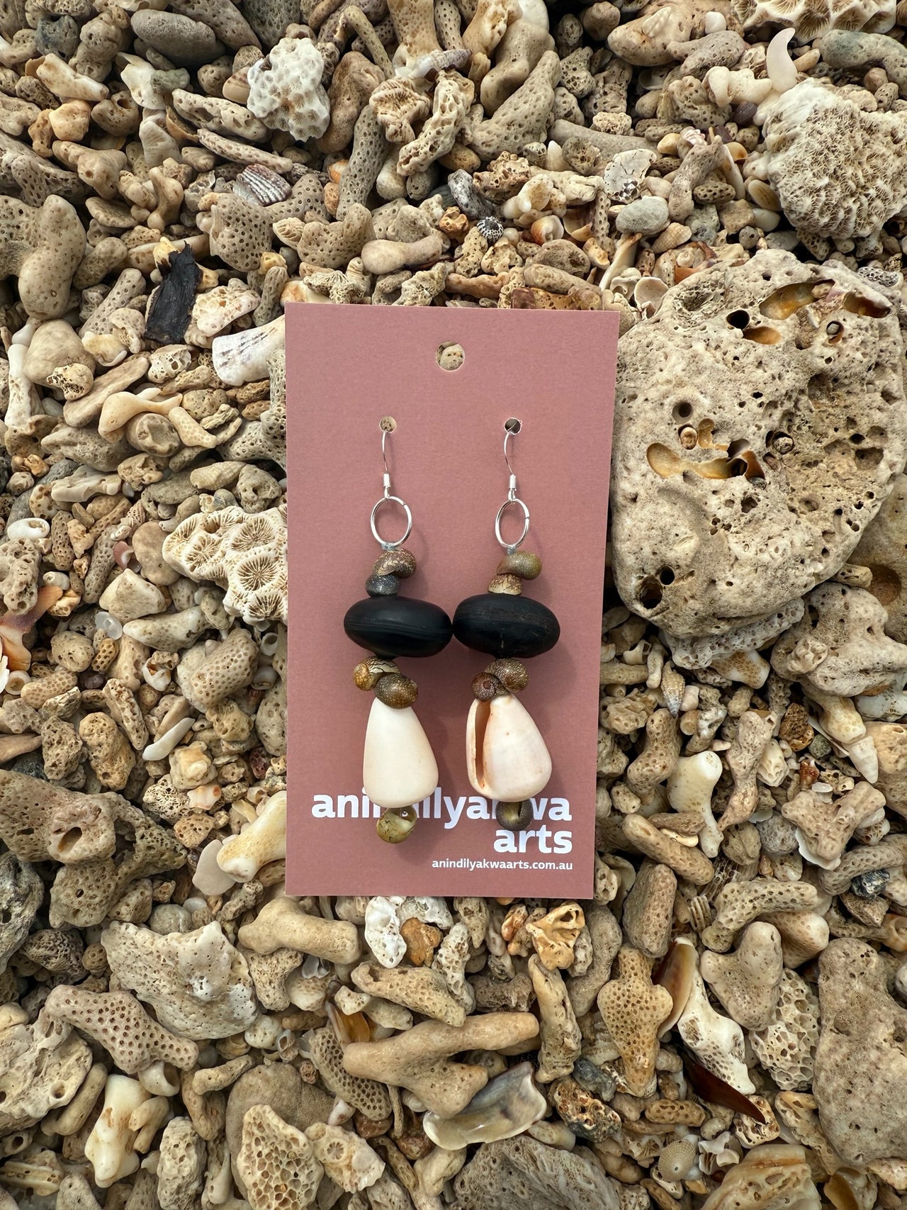 Seashell & Seed Earrings by Natalie Yantarrnga