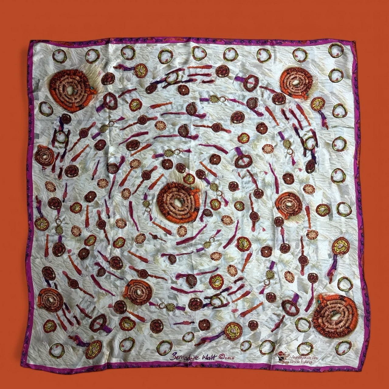 Digital Print Silk Sateen Scarf ~ A Collection of Earrings ~ Bernadette Watt