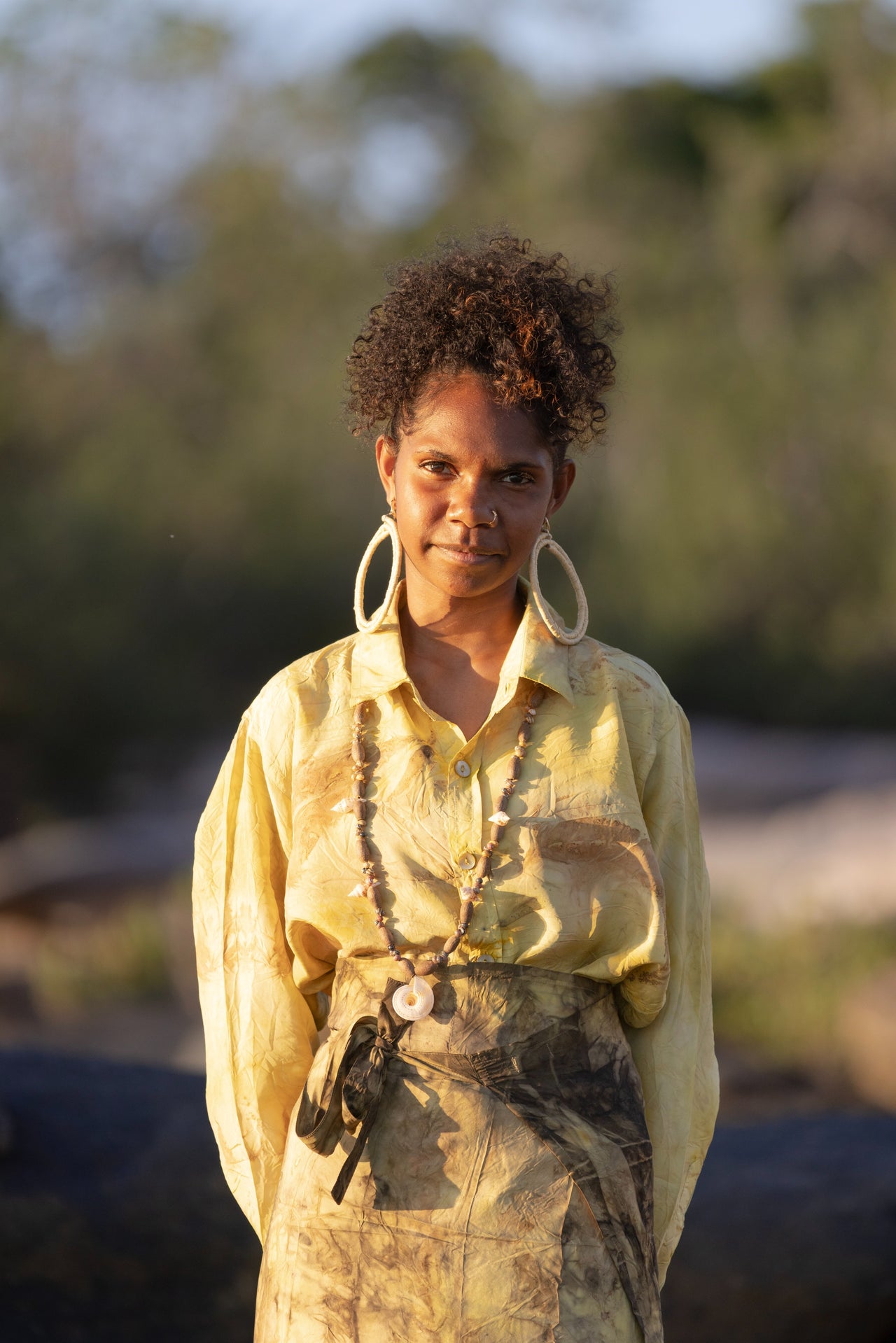 Bush Dye Long Sleeve Silk Shirt S