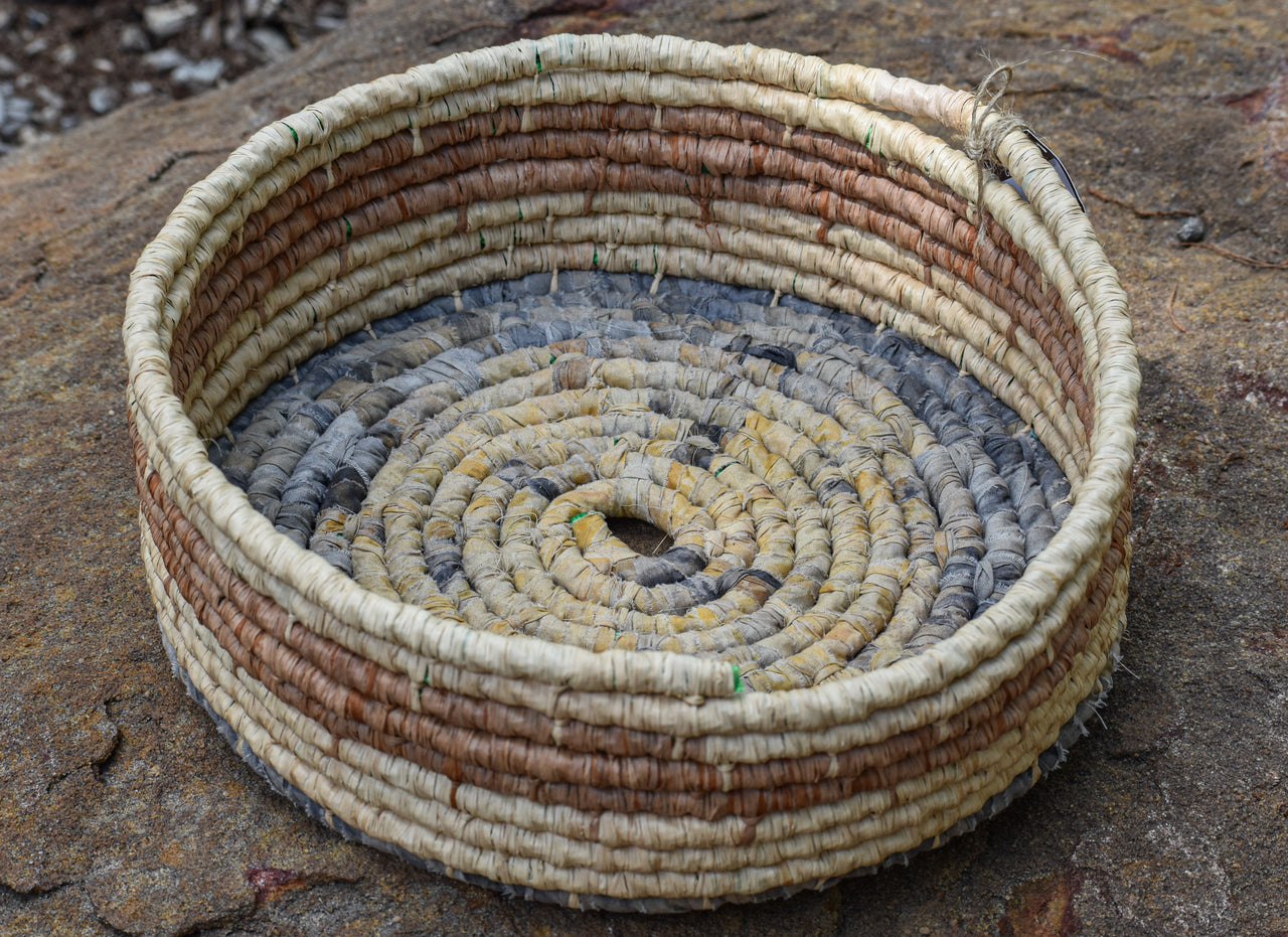 Ghost Net and Bush Dye Basket by Marcia Mamarika
