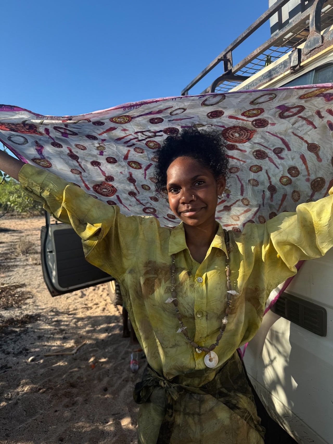 Digital Print Silk Sateen Scarf ~ A Collection of Earrings ~ Bernadette Watt