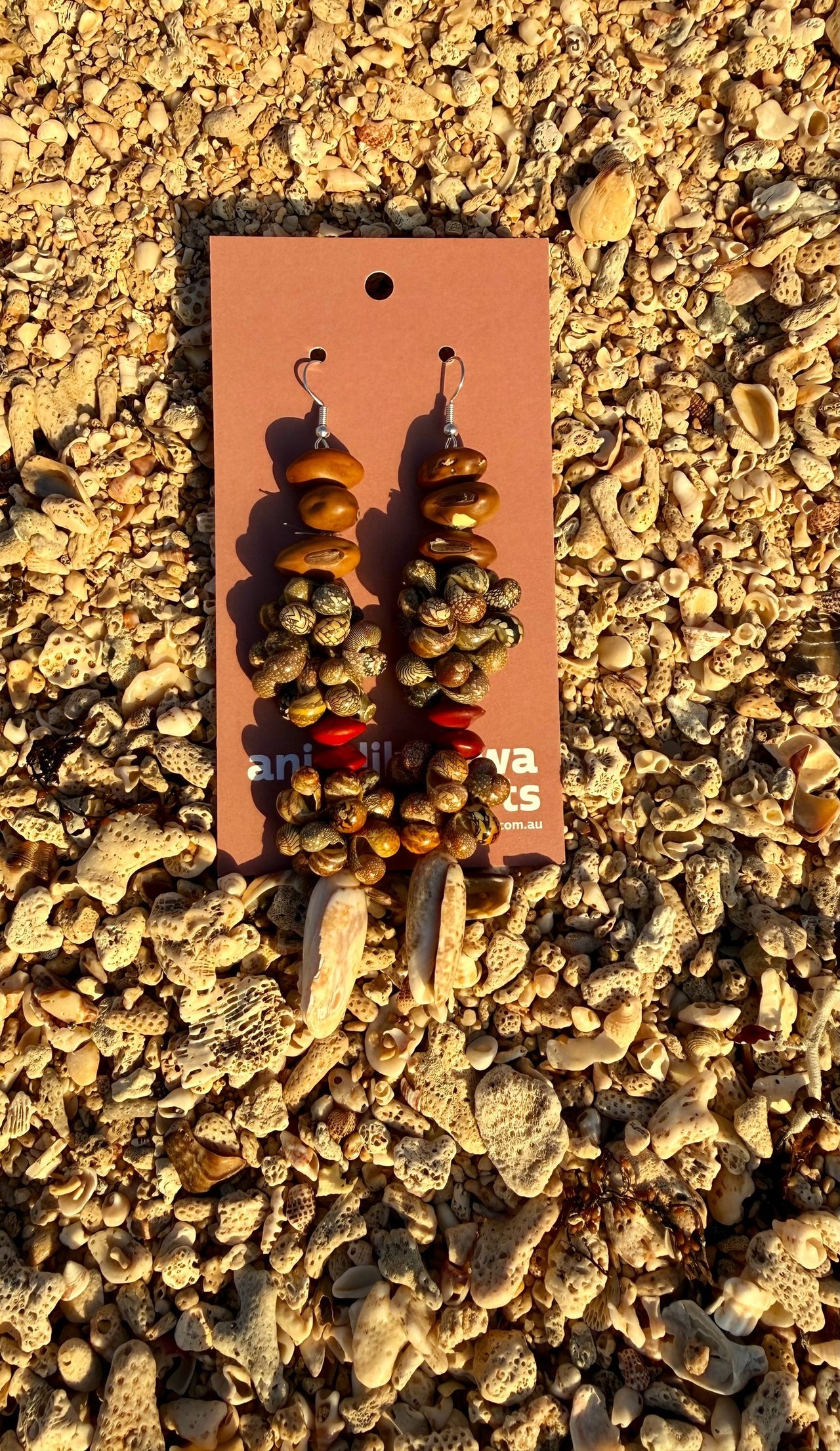 Seashell & Seed Earrings by Lusanne Murrungun