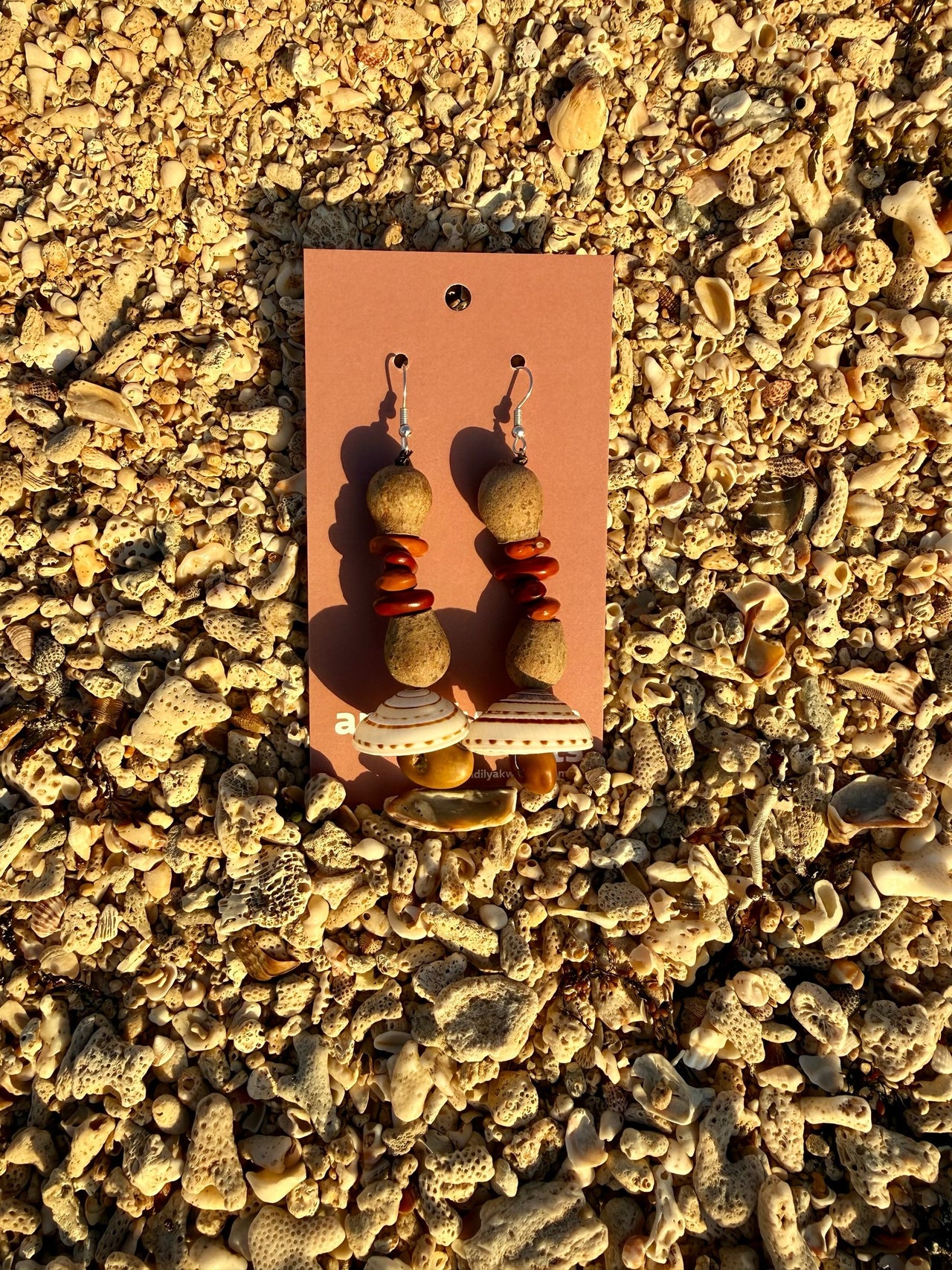 Seashell & Seed Earrings by Rebecca Yantarrnga