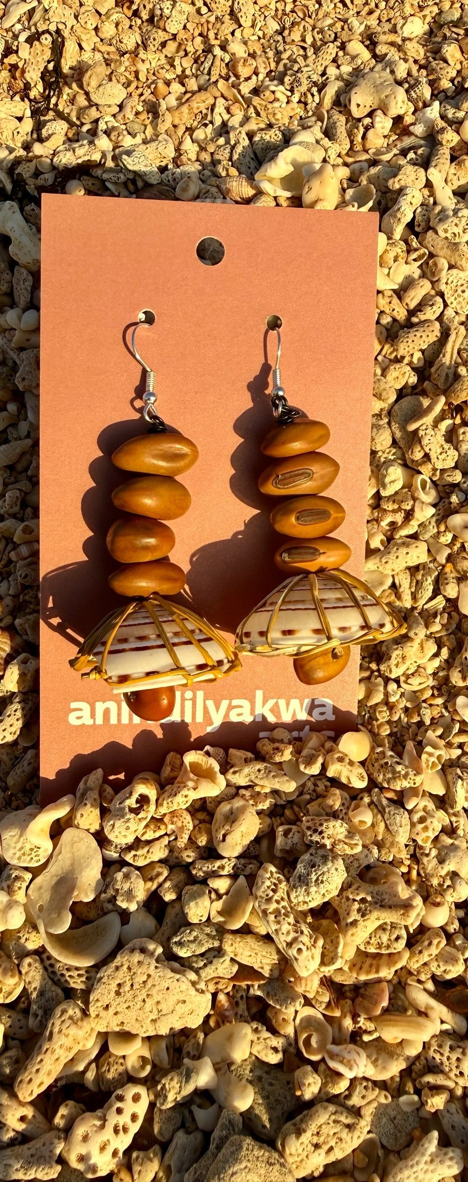 Seashell & Seed Earrings by Rebecca Yantarrnga