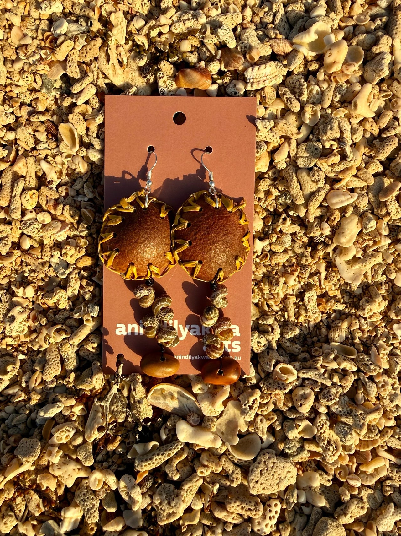 Seashell & Seed Earrings by Rebecca Yantarrnga