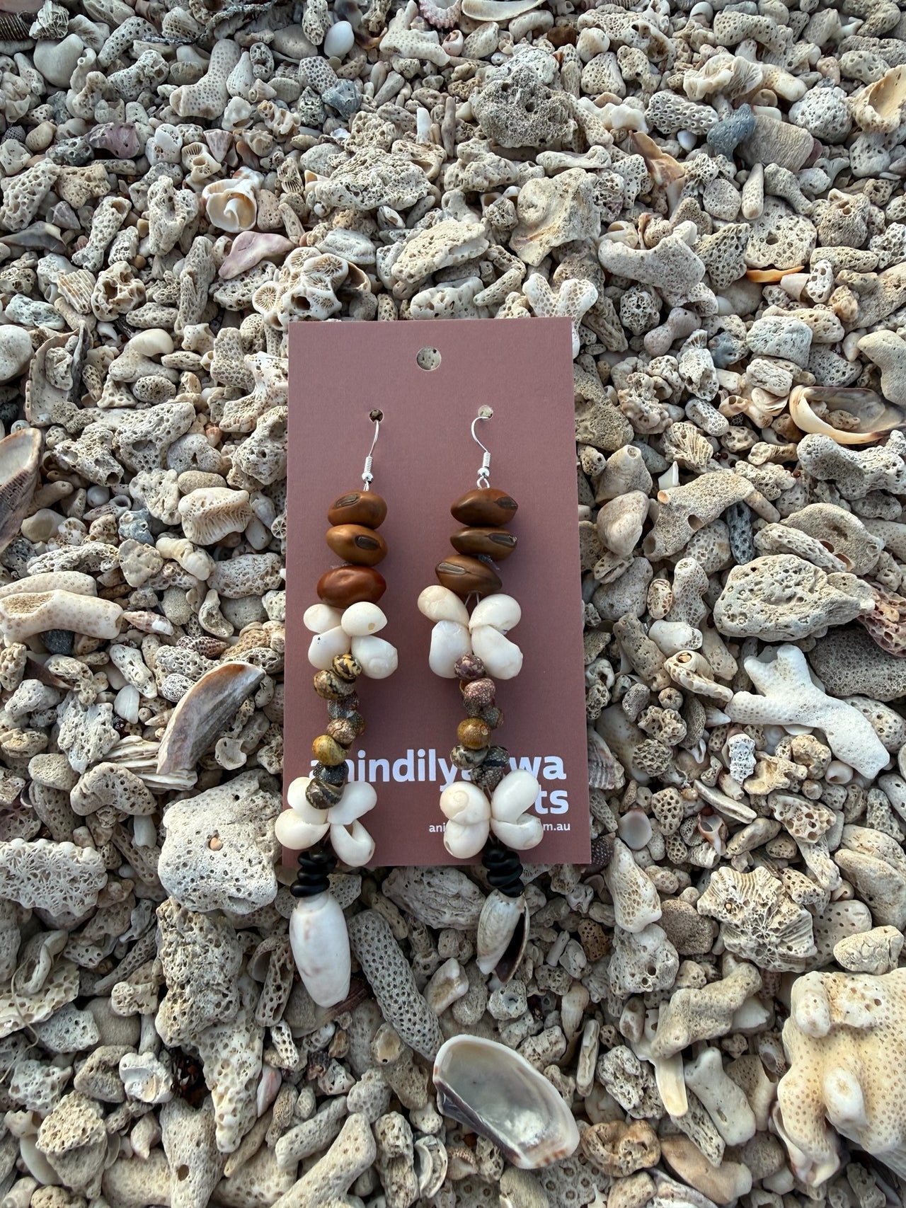 Seashell & Seed Earrings by Lusanne Murrungun