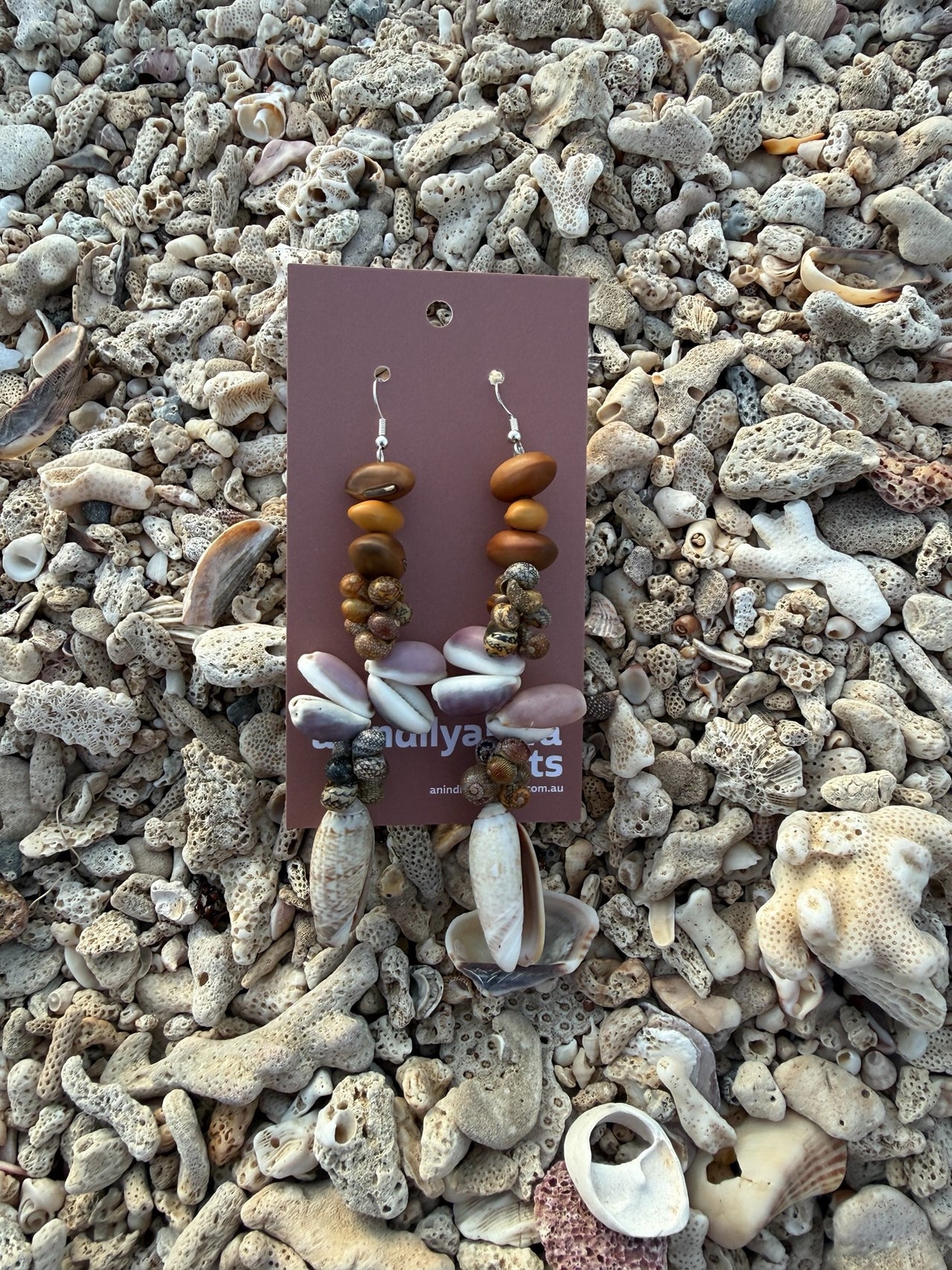 Seashell & Seed Earrings by Lusanne Murrungun