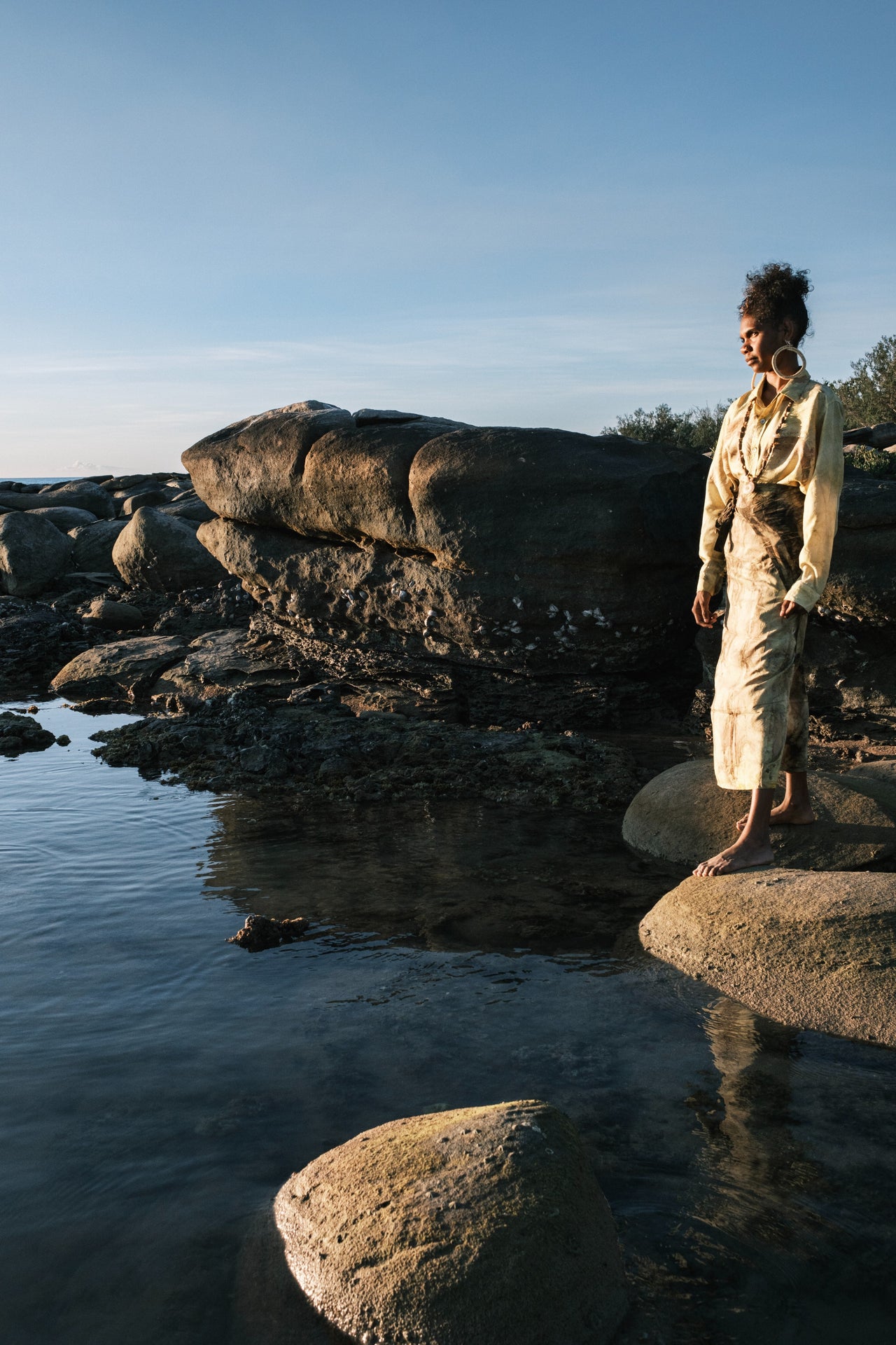 Bush Dye Long Sleeve Silk Shirt S