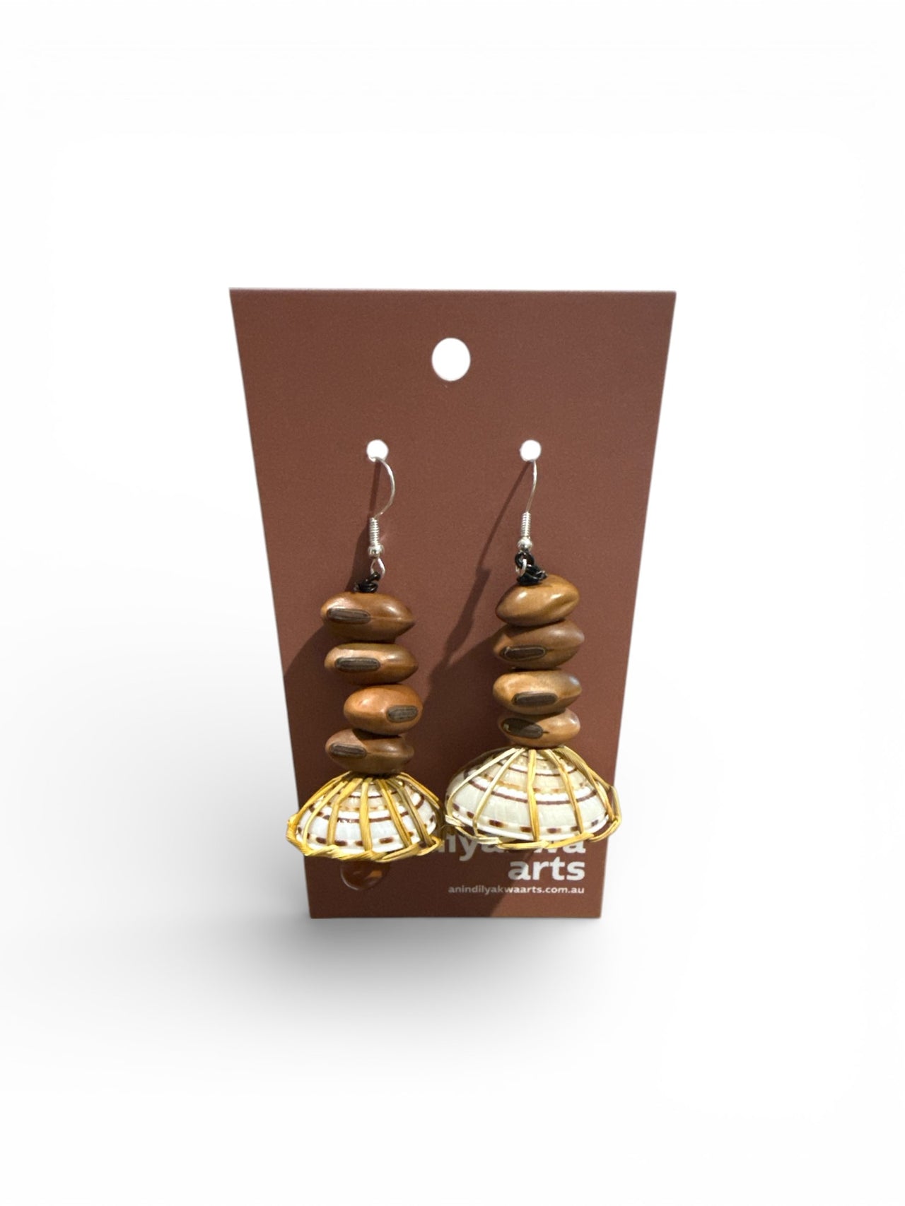 Seashell & Seed Earrings by Rebecca Yantarrnga